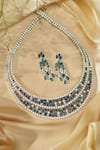 Shop_Zevar by Geeta_Blue Diamond Geometric Carved Contrast Stone Embellished Necklace Set _at_Aza_Fashions