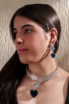 Buy_Zevar by Geeta_Blue Diamond Sapphire Heart Pendant Choker Set _at_Aza_Fashions