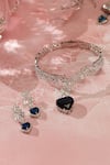 Shop_Zevar by Geeta_Blue Diamond Sapphire Heart Pendant Choker Set _at_Aza_Fashions