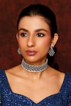 Zevar by Geeta_Purple Diamond Jaal Cutwork Choker Set _Online_at_Aza_Fashions