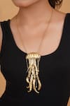 Buy_Rahul Mishra_Gold Plated Gilded Jelly Fish Long Carved Pendant Necklace _Online_at_Aza_Fashions