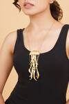 Shop_Rahul Mishra_Gold Plated Gilded Jelly Fish Long Carved Pendant Necklace _Online_at_Aza_Fashions