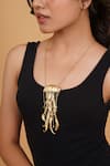 Buy_Rahul Mishra_Gold Plated Gilded Jelly Fish Long Carved Pendant Necklace 