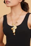 Buy_Rahul Mishra_Gold Plated Gilded Koi Fish Long Carved Pendant Necklace _Online_at_Aza_Fashions