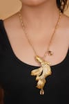 Rahul Mishra_Gold Plated Gilded Koi Fish Long Carved Pendant Necklace _at_Aza_Fashions