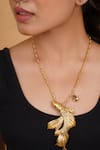 Shop_Rahul Mishra_Gold Plated Gilded Koi Fish Long Carved Pendant Necklace 