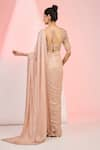 Shop_MeenaGurnam_Rose Gold Blouse Net Embellished Sequin Leaf Saree With _at_Aza_Fashions