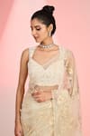 Buy_MeenaGurnam_Ivory Net Hand Embroidery Resham Sweetheart Floral Saree With Blouse _Online_at_Aza_Fashions