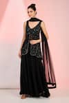 Buy_MeenaGurnam_Black Net Hand Embroidery Cutdana Plunge V Kurta Sharara Set _at_Aza_Fashions