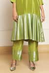 Buy_Kanelle_Green Tunic Upada Silk And Cotton Lurex Embroidered Patch Lila Front With Pant _Online_at_Aza_Fashions