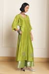 Buy_Kanelle_Green Top And Cape Upada Silk Embroidered Patch Work Elea Front With Pant Set _Online_at_Aza_Fashions