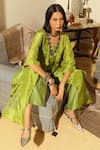 Buy_Kanelle_Green Top And Cape Upada Silk Embroidered Patch Work Elea Front With Pant Set 