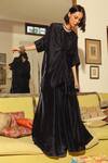 Shop_Kanelle_Black Kaftan And Pant Upada Silk Solid Round Vita Draped & Co-ord Set 