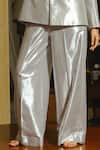 Kanelle_Silver Blazer And Pant Cotton Lurex Notched Lapel Collar With _Online