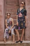 HOUSE OF FETT_Ivory Luxury Satin Poly Blend Printed Floral Halter Neck Blair Jumpsuit _Online_at_Aza_Fashions