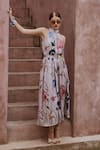 Buy_HOUSE OF FETT_Ivory Luxury Satin Poly Blend Printed Floral Halter Neck Blair Jumpsuit _Online_at_Aza_Fashions