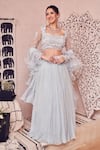 Buy_Swish By Dolcy And Simran_Blue Georgette, Net, Organza Cut Work, Heavenly Hue Embellished Lehenga Set _at_Aza_Fashions