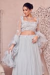 Swish By Dolcy And Simran_Blue Georgette, Net, Organza Cut Work, Heavenly Hue Embellished Lehenga Set _Online_at_Aza_Fashions