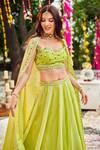 Shop_Swish By Dolcy And Simran_Green Viscose, Organza Crystals, Tassels, Jade Embroidered Splendor Lehenga Set _at_Aza_Fashions