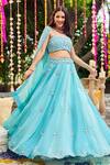 Swish By Dolcy And Simran Blue Viscose, Organza Sequins, Beads, Charming Cutdana Embroidered Lehenga Set Online at Aza Fashions Swish By Dolcy And Simran_Blue Viscose, Organza Sequins, Beads, Charming Cutdana Embroidered Lehenga Set _Online_at_Aza_Fashions