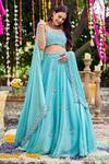 Shop Swish By Dolcy And Simran Blue Viscose, Organza Sequins, Beads, Charming Cutdana Embroidered Lehenga Set at Aza Fashions Shop_Swish By Dolcy And Simran_Blue Viscose, Organza Sequins, Beads, Charming Cutdana Embroidered Lehenga Set _at_Aza_Fashions