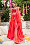Shop Swish By Dolcy And Simran Red Viscose, Organza Sequins, Tassels, Rosewood Ombre Embroidered Lehenga Set at Aza Fashions Shop_Swish By Dolcy And Simran_Red Viscose, Organza Sequins, Tassels, Rosewood Ombre Embroidered Lehenga Set _at_Aza_Fashions