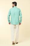 Shop_Arihant Rai Sinha_Blue Linen Plain Solid Shirt _at_Aza_Fashions