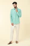 Arihant Rai Sinha_Blue Linen Plain Solid Shirt _Online_at_Aza_Fashions