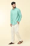 Buy_Arihant Rai Sinha_Blue Linen Plain Solid Shirt _Online_at_Aza_Fashions