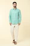 Arihant Rai Sinha_Blue Linen Plain Solid Shirt _at_Aza_Fashions