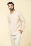 Shop_Arihant Rai Sinha_Beige Linen Plain Shirt _Online_at_Aza_Fashions