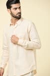 Arihant Rai Sinha_Beige Linen Plain Shirt _at_Aza_Fashions