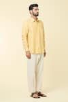 Buy_Arihant Rai Sinha_Yellow Linen Plain Full Sleeve Shirt _Online_at_Aza_Fashions