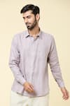 Shop_Arihant Rai Sinha_Purple Linen Plain Full Sleeve Shirt _Online_at_Aza_Fashions