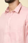 Arihant Rai Sinha_Pink Linen Plain Shirt _at_Aza_Fashions