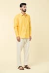 Arihant Rai Sinha_Yellow Linen Plain Full Sleeve Shirt _Online_at_Aza_Fashions