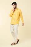 Buy_Arihant Rai Sinha_Yellow Linen Plain Full Sleeve Shirt _Online_at_Aza_Fashions