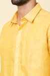 Arihant Rai Sinha_Yellow Linen Plain Full Sleeve Shirt _at_Aza_Fashions