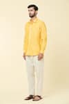 Buy_Arihant Rai Sinha_Yellow Linen Plain Full Sleeve Shirt 