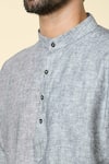 Arihant Rai Sinha_Grey Linen Plain Short Kurta _at_Aza_Fashions