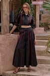 HOUSE OF FETT_Black 100% Cotton Poplin Embellished Pipe Collar Nate Top And Pant Set _Online_at_Aza_Fashions