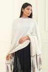 Pashme Ladakh_Ivory Embroidered Paladar Butti Pashmina Shawl _at_Aza_Fashions