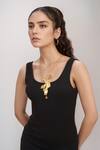 Buy_Rahul Mishra_Gold Plated Gilded Koi Fish Long Carved Pendant Necklace _at_Aza_Fashions