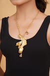 Rahul Mishra_Gold Plated Gilded Koi Fish Long Carved Pendant Necklace _Online