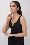 Shop_Rahul Mishra_Gold Plated Gilded Koi Fish Long Carved Pendant Necklace _at_Aza_Fashions