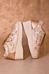 Shop_AROUND ALWAYS_Gold Sequin Aries Floral Embroidered Sneakers _at_Aza_Fashions