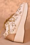 AROUND ALWAYS_Gold Sequin Aries Floral Embroidered Sneakers _Online_at_Aza_Fashions