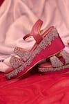 Shop_AROUND ALWAYS_Maroon Waterfall Embroidery Garnet Heels _at_Aza_Fashions