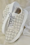 Buy_AROUND ALWAYS_Off White Mirror Gemini Embroidered Sneakers _at_Aza_Fashions