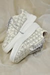 Shop_AROUND ALWAYS_Off White Mirror Gemini Embroidered Sneakers _at_Aza_Fashions